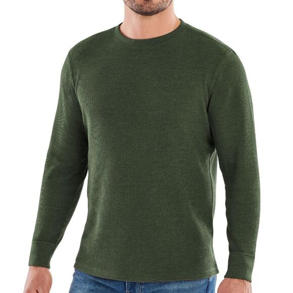 2pc Bundle lot Member's Mark Men's thermal Long Sleeve Crew NWT olive green M - Picture 2 of 5